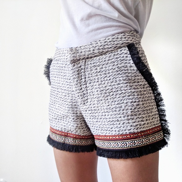 AKIRA Pants - Akira Tweed Tribal Aztec High Waisted Shorts